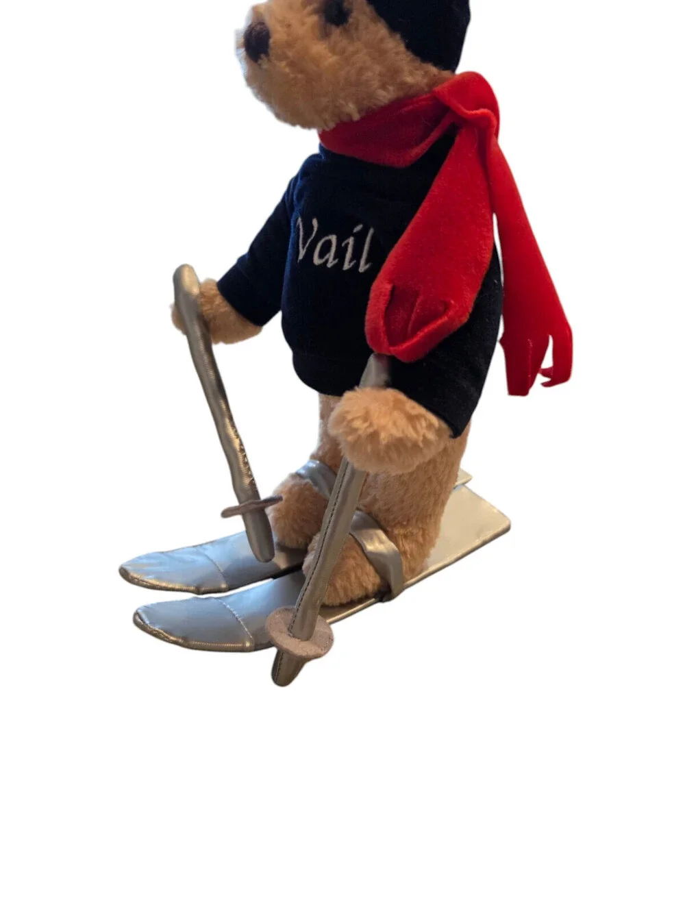 Vintage 1990s Vail Colorado Plush Teddy Bear Standing Skis in Sweater Mountain